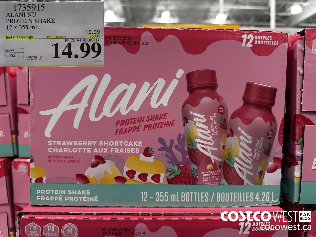 1735915 ALANI NU PROTEIN SHAKE 12 X 355ML ($5.00 INSTANT SAVINGS EXPIRES ON 2024-10-27) $14.99