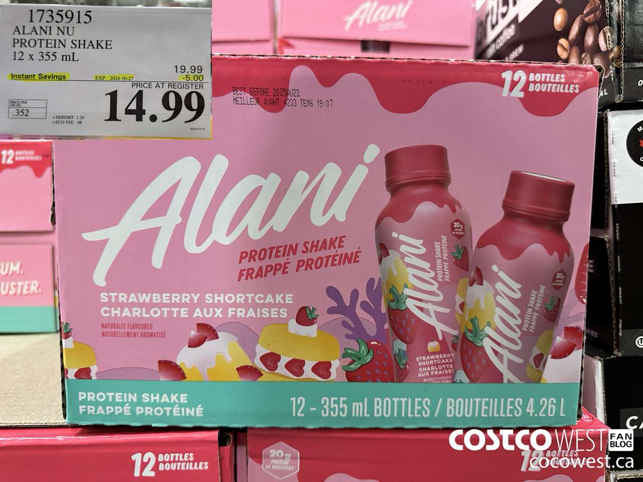 1735915 ALANI NU PROTEIN SHAKE 12 X 355ML ($5.00 INSTANT SAVINGS EXPIRES ON 2024-10-27) $14.99