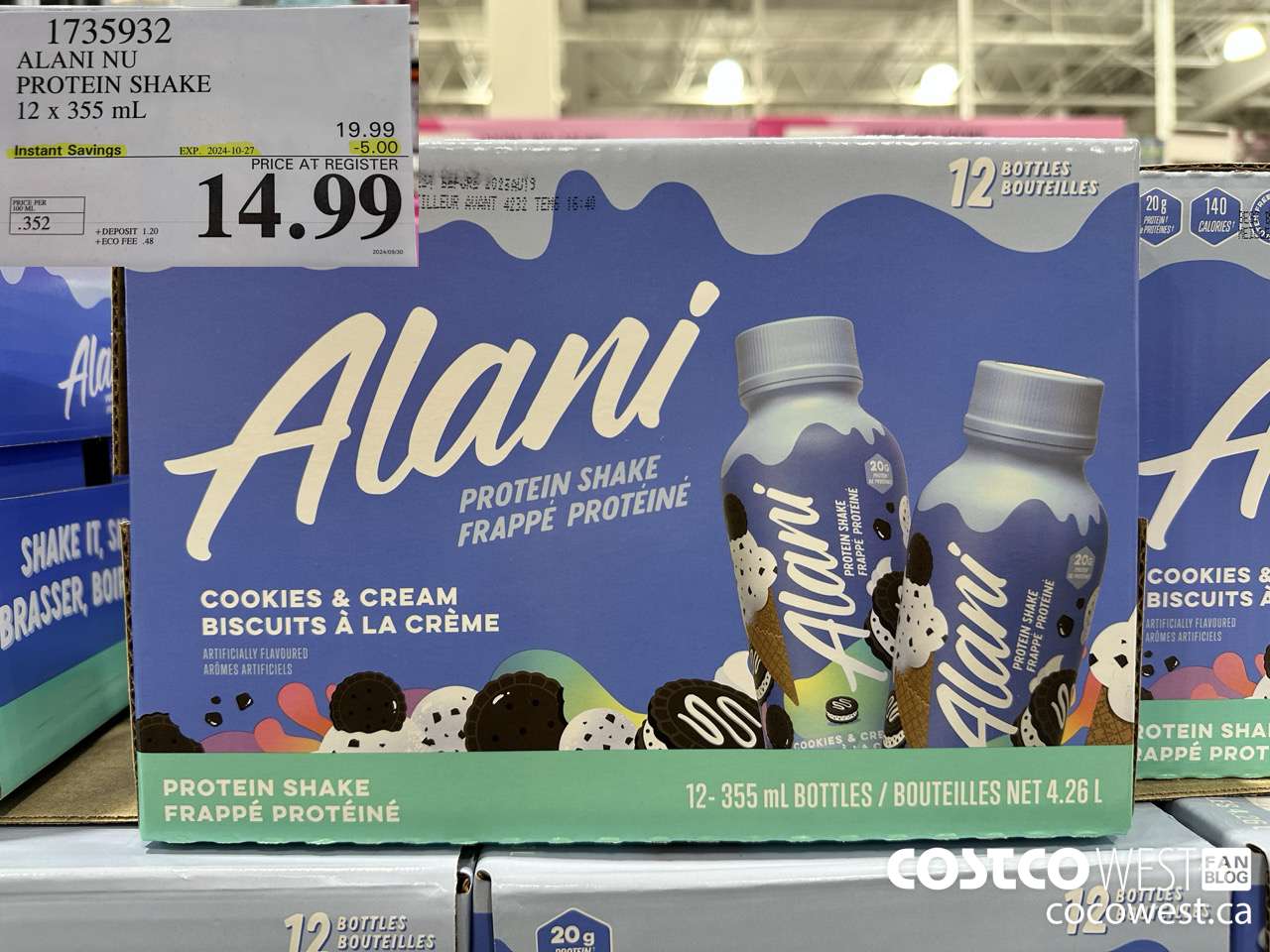 1735932 ALANI NU PROTEIN SHAKE 12 X 355ML ($5.00 INSTANT SAVINGS EXPIRES ON 2024-10-27) $14.99