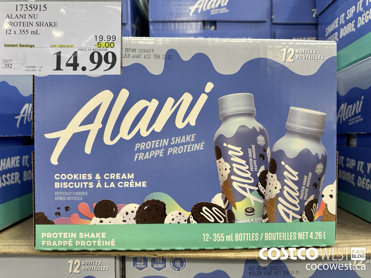 1735915 ALANI NU PROTEIN SHAKE 12 X 355ML ($5.00 INSTANT SAVINGS EXPIRES ON 2024-10-27) $14.99