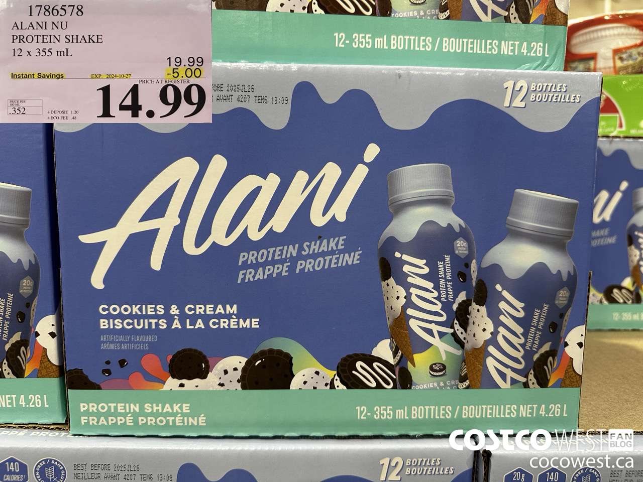 1786578 ALANI NU PROTEIN SHAKE 12 x 355 mL ($5.00 INSTANT SAVINGS EXPIRES ON 2024-10-27) $14.99
