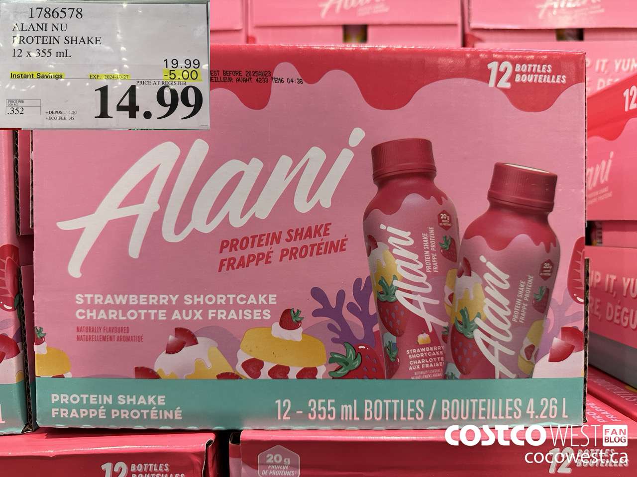 1786578 ALANI NU PROTEIN SHAKE 12 x 355 mL ($5.00 INSTANT SAVINGS EXPIRES ON 2024-10-27) $14.99