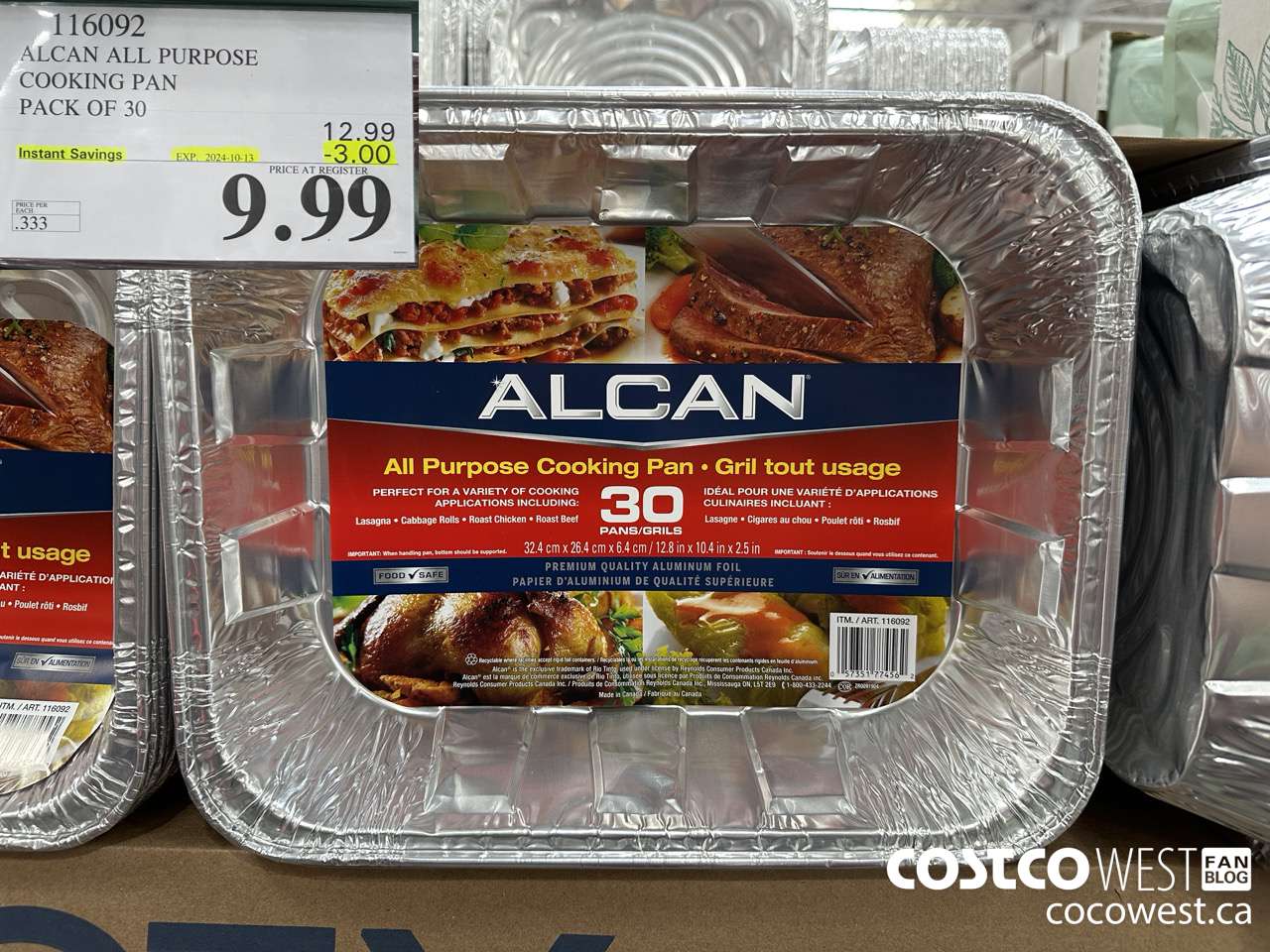 116092 ALCAN ALL PURPOSE COOKING PAN pack of 30 ($3.00 INSTANT SAVINGS EXPIRES ON 2024-10-13) $9.99