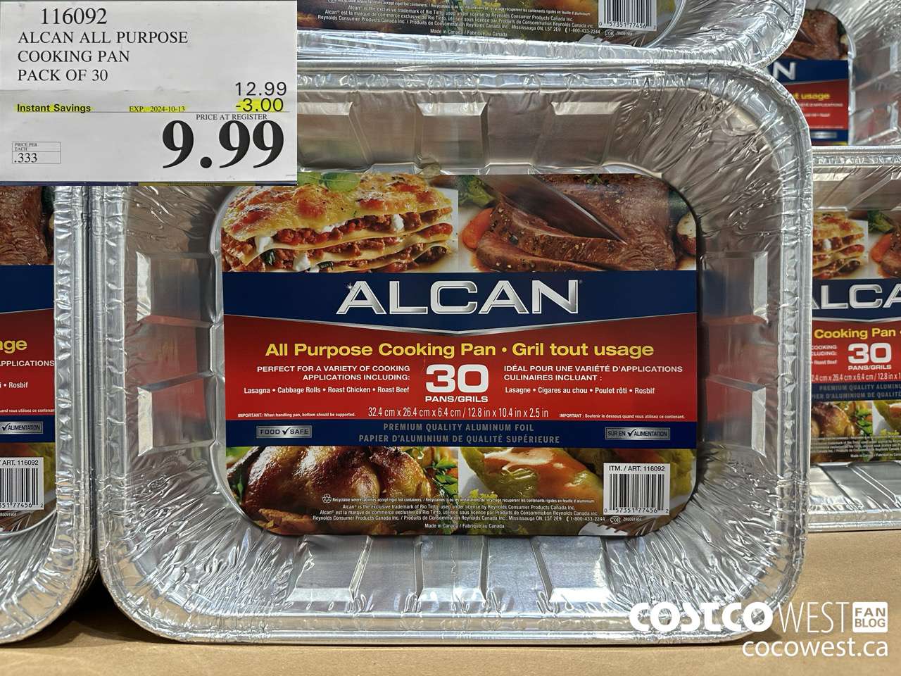 116092 ALCAN ALL PURPOSE COOKING PAN pack of 30 ($3.00 INSTANT SAVINGS EXPIRES ON 2024-10-13) $9.99