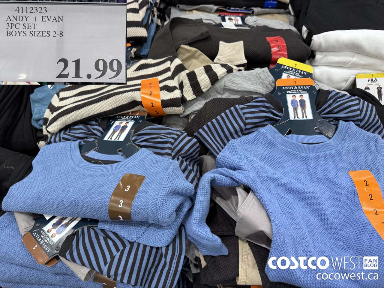 4112323 ANDY + EVAN 3PC SET BOYS SIZES 2-8 $21.99