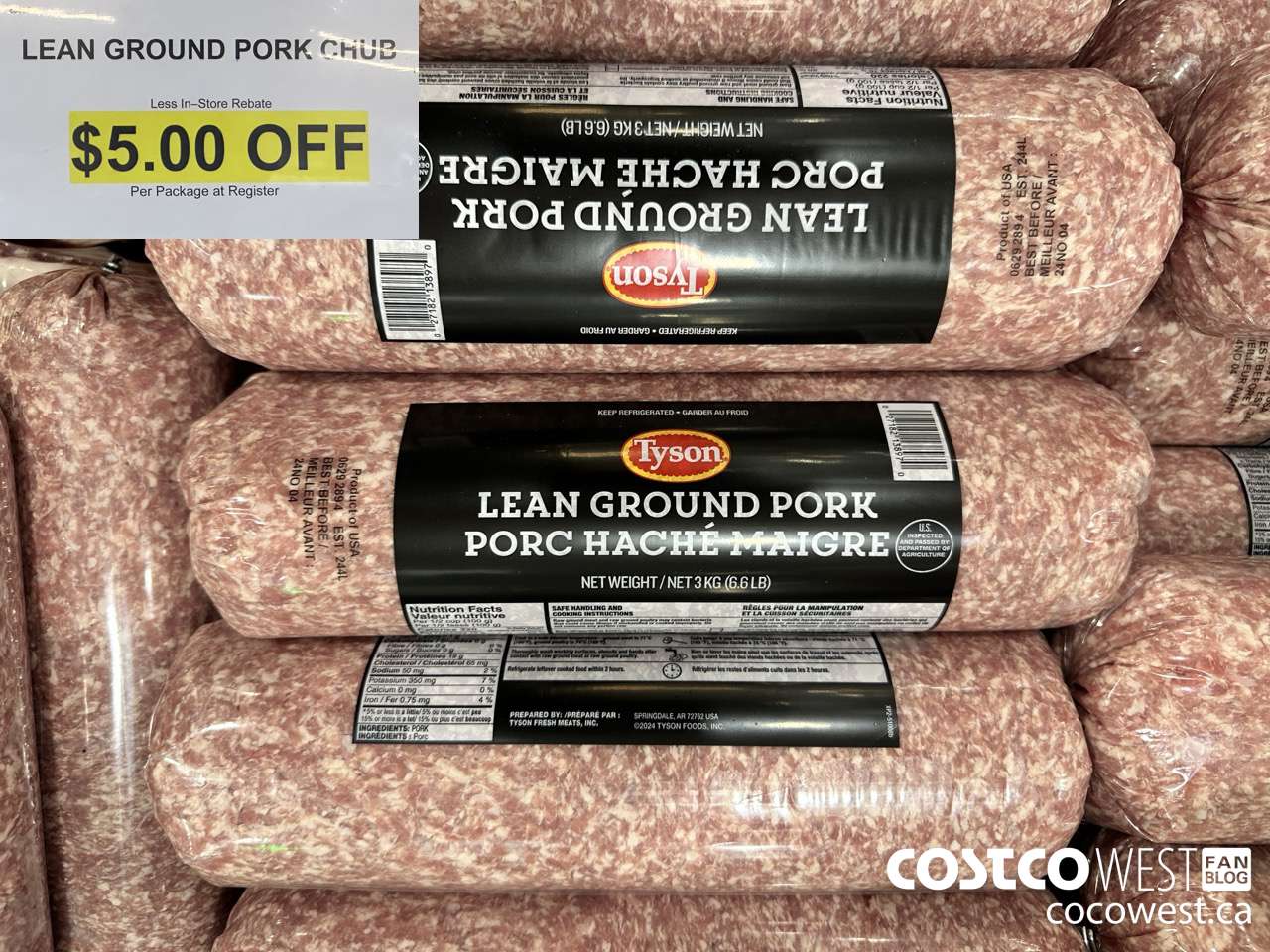 28537 (AND 28539) LEAN GROUND PORK CHUB ($5.00 INSTANT SAVINGS)