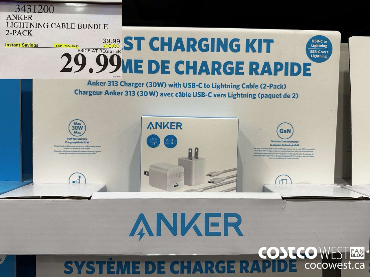 3431200 ANKER LIGHTNING CABLE BUNDLE 2-PACK ($10.00 INSTANT SAVINGS EXPIRES ON 2024-10-13) $29.99