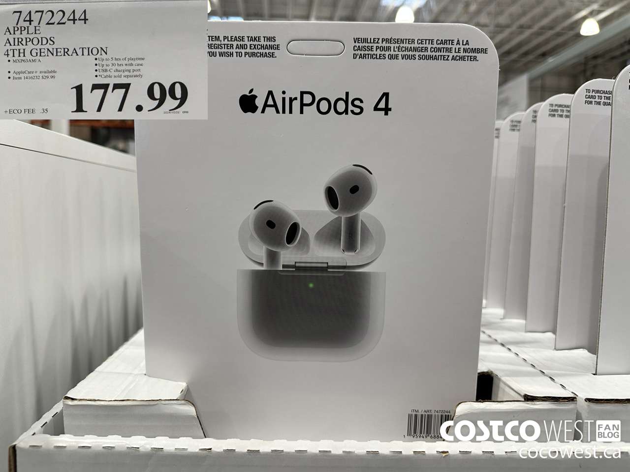 7472244 APPLE AIRPODS 4TH GENERATION $177.99
