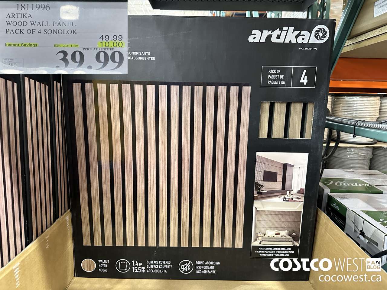 1811996 ARTIKA WOOD WALL PANEL PACK OF 4 SONOLOK ($10.00 INSTANT SAVINGS EXPIRES ON 2024-11-03) $39.99