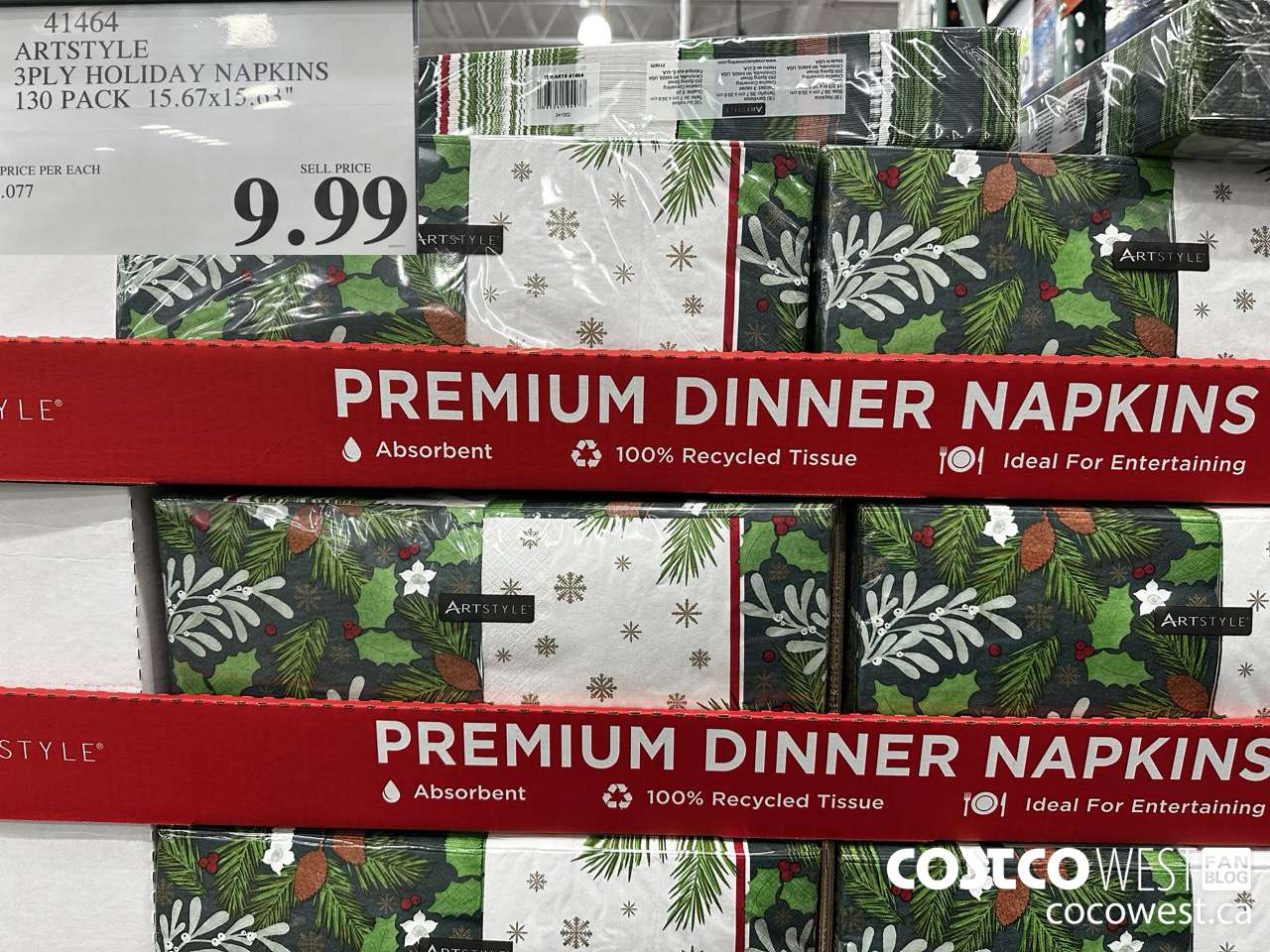 41464 ARTSTYLE 3PLY HOLIDAY NAPKINS 130 PACK 15.67x15.63