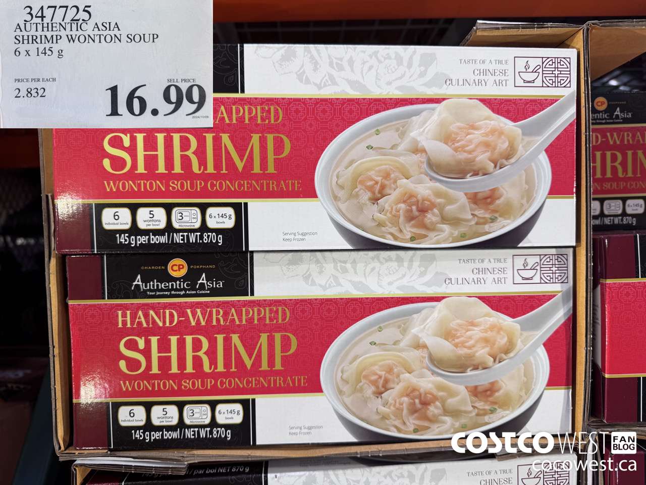 347725 AUTHENTIC ASIA SHRIMP WONTON SOUP 6 x 145 g $16.99
