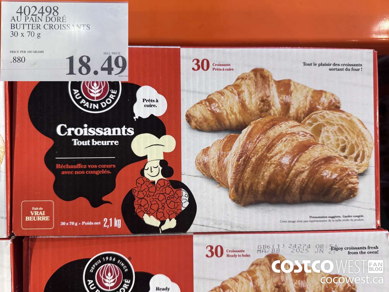 402498 AU PAIN DORE BUTTER CROISSANTS 30 X 70 G $18.49