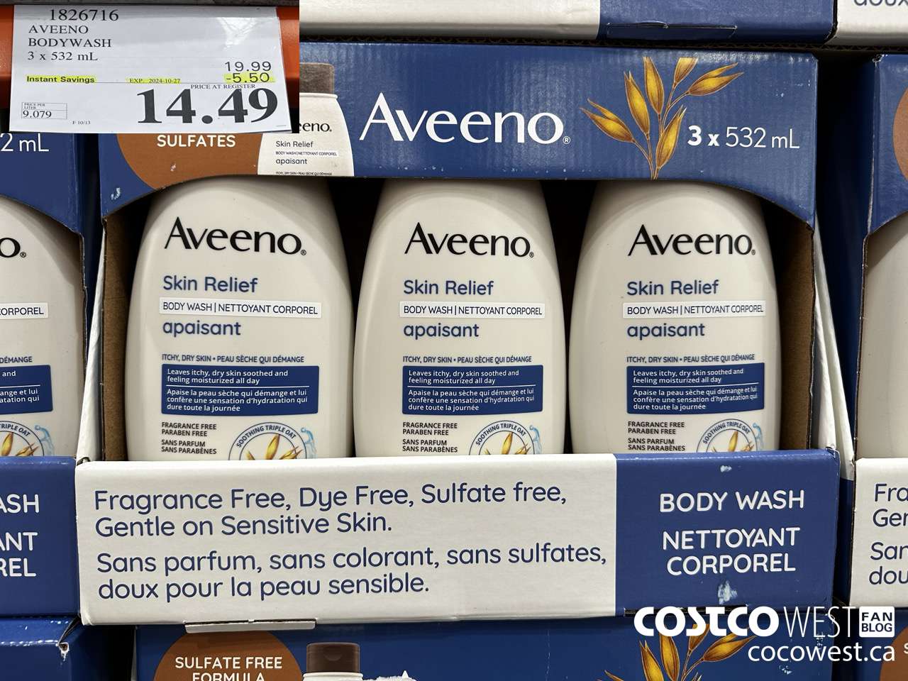 1826716 AVEENO BODYWASH 3 X 532ML ($5.50 INSTANT SAVINGS EXPIRES ON 2024-10-27) $14.49