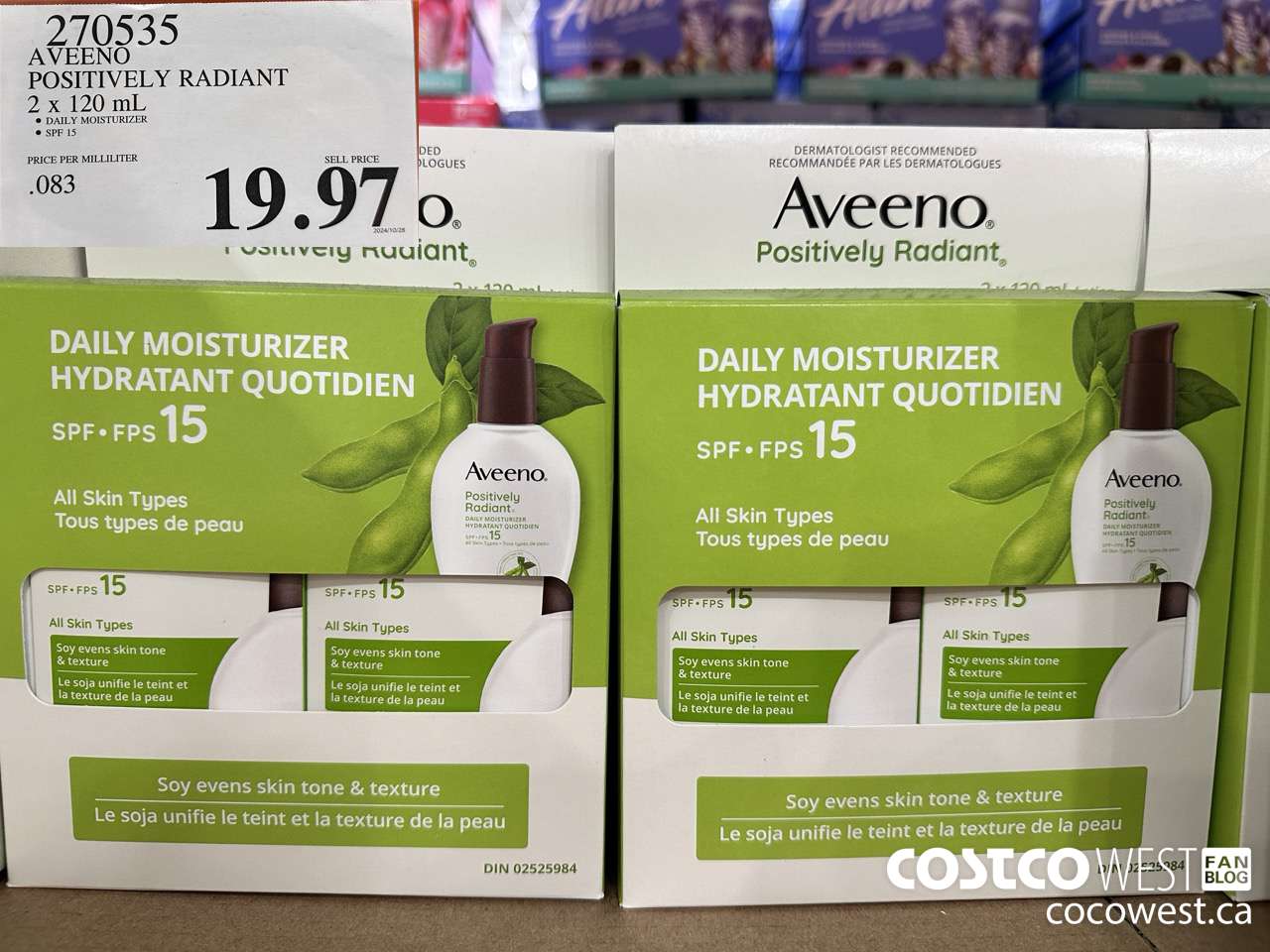 270535 AVEENO POSITIVELY RADIANT 2 X 120 ML $19.97