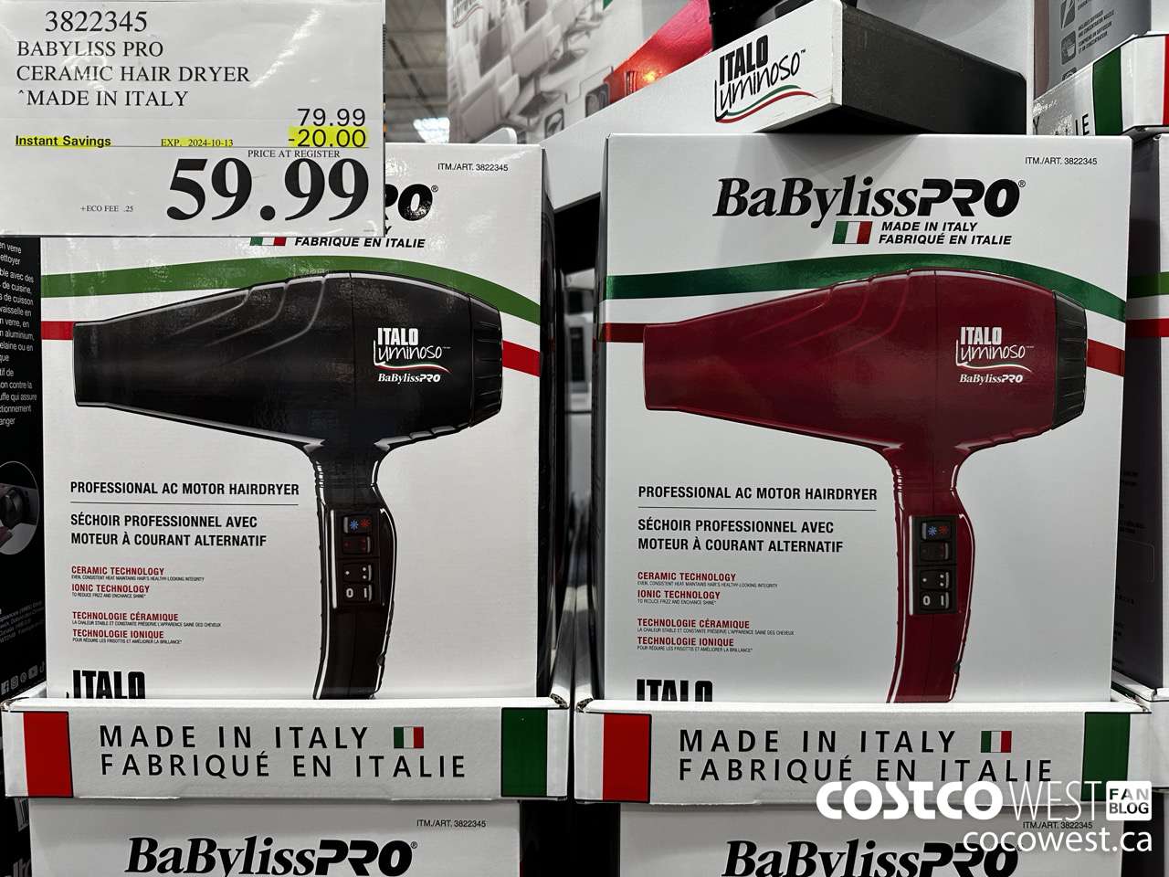 3822345 BABYLISS PRO CERAMIC HAIR DRYER MADE IN ITALY ($20.00 INSTANT SAVINGS EXPIRES ON 2024-10-13) $59.99