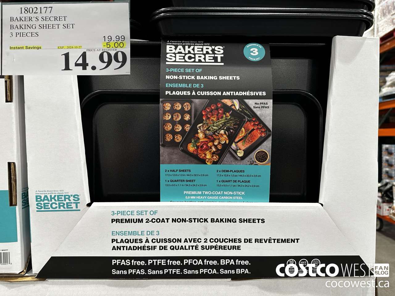 1802177 BAKER'S SECRET BAKING SHEET SET 3 PIECES ($5.00 INSTANT SAVINGS EXPIRES ON 2024-10-27) $14.99
