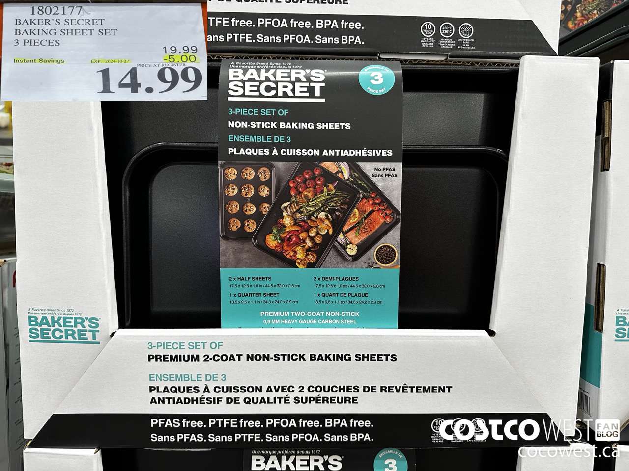 1802177 BAKER'S SECRET BAKING SHEET SET 3 PIECES ($5.00 INSTANT SAVINGS EXPIRES ON 2024-10-27) $14.99