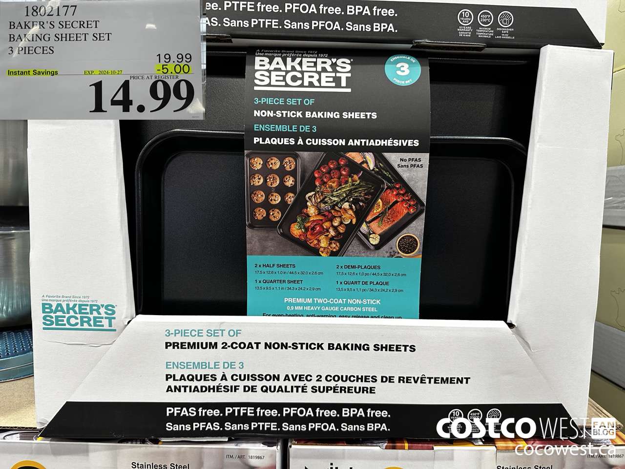 1802177 BAKER'S SECRET BAKING SHEET SET 3 PIECES ($5.00 INSTANT SAVINGS EXPIRES ON 2024-10-27) $14.99