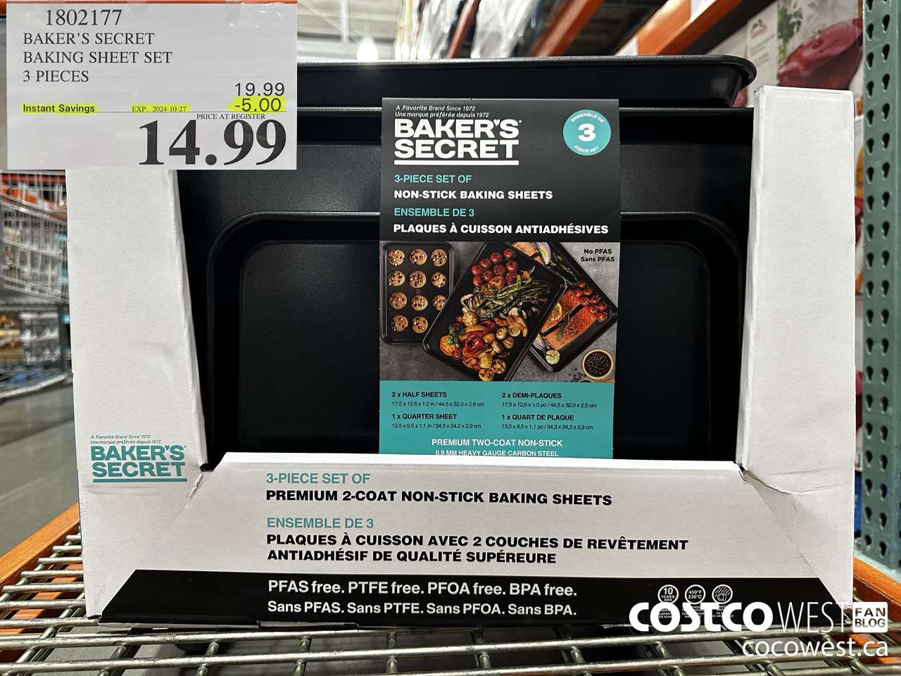 1802177 BAKER'S SECRET BAKING SHEET SET 3 PIECES ($5.00 INSTANT SAVINGS EXPIRES ON 2024-10-27) $14.99
