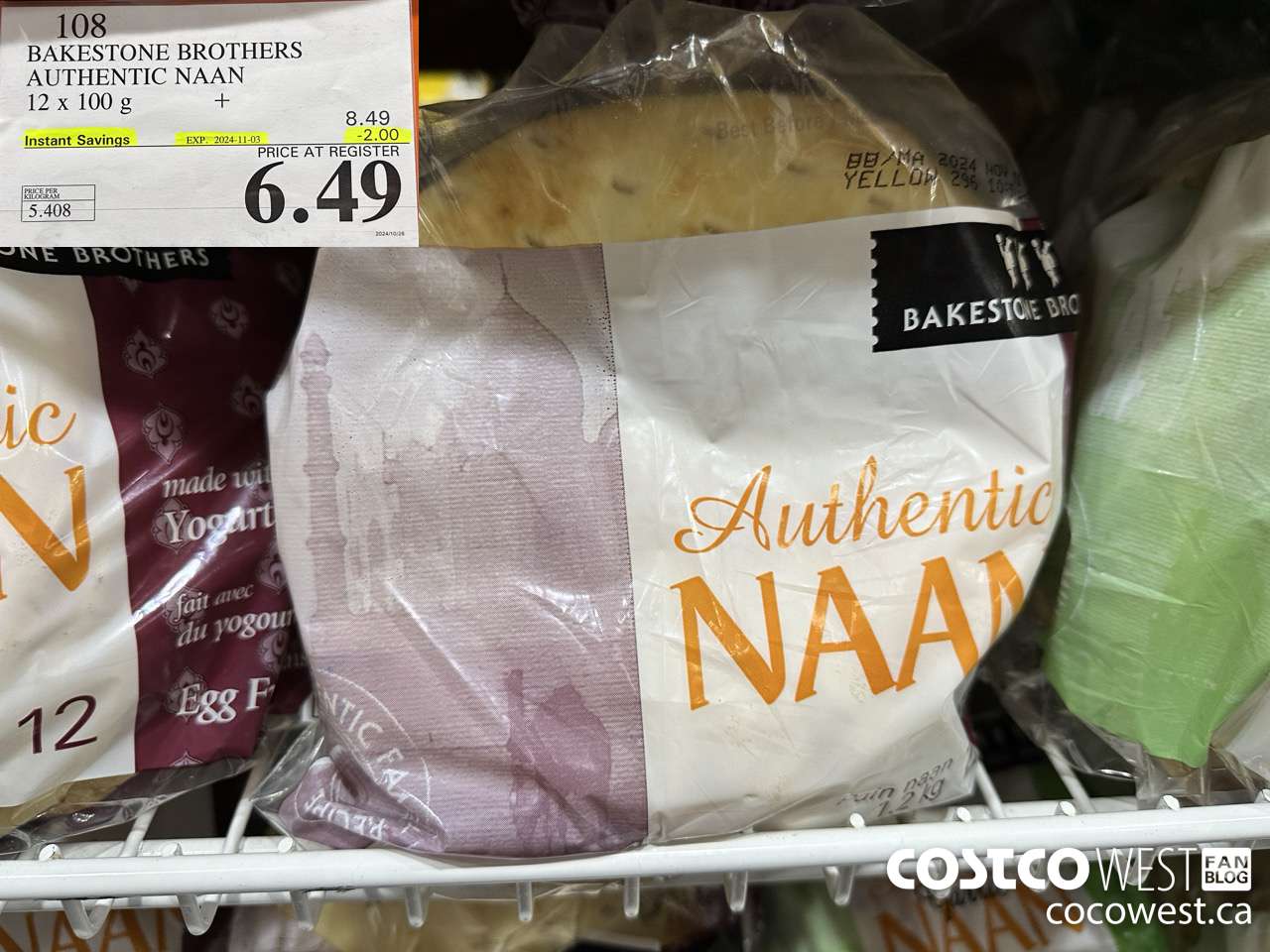 108 BAKESTONE BROTHERS AUTHENTIC NAAN 12 X 100 G ($2.00 INSTANT SAVINGS EXPIRES ON 2024-11-03) $6.49