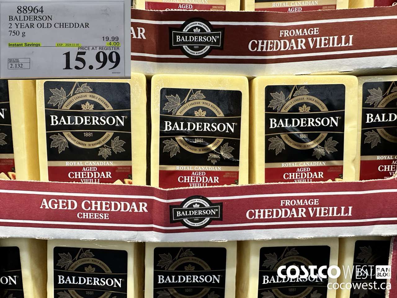 88964 BALDERSON 2 YEAR OLD CHEDDAR 750 g ($4.00 INSTANT SAVINGS EXPIRES ON 2024-11-10) $15.99