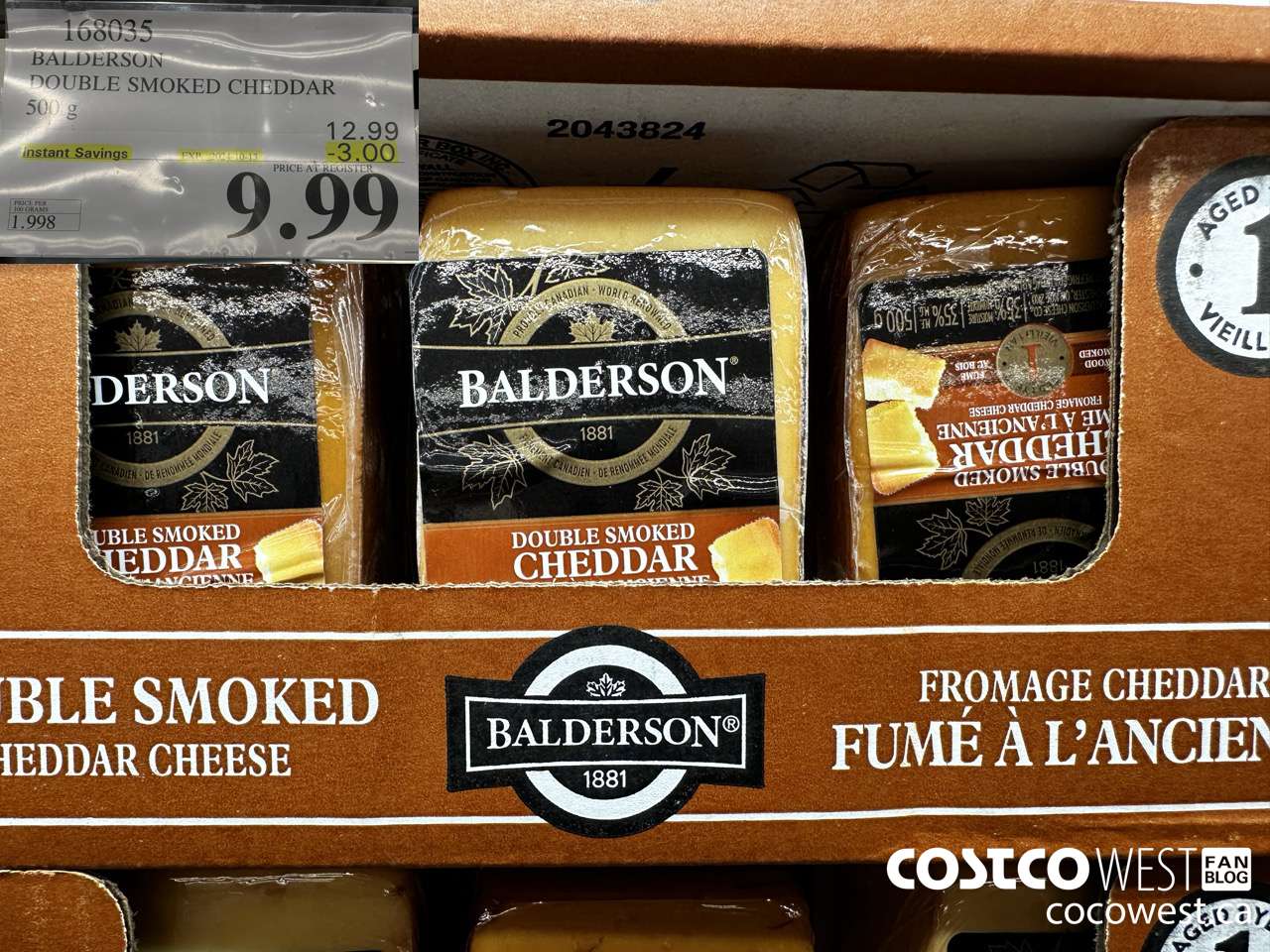 168035 BALDERSON DOUBLE SMOKED CHEDDAR 500 g ($3.00 INSTANT SAVINGS EXPIRES ON 2024-10-13) $9.99