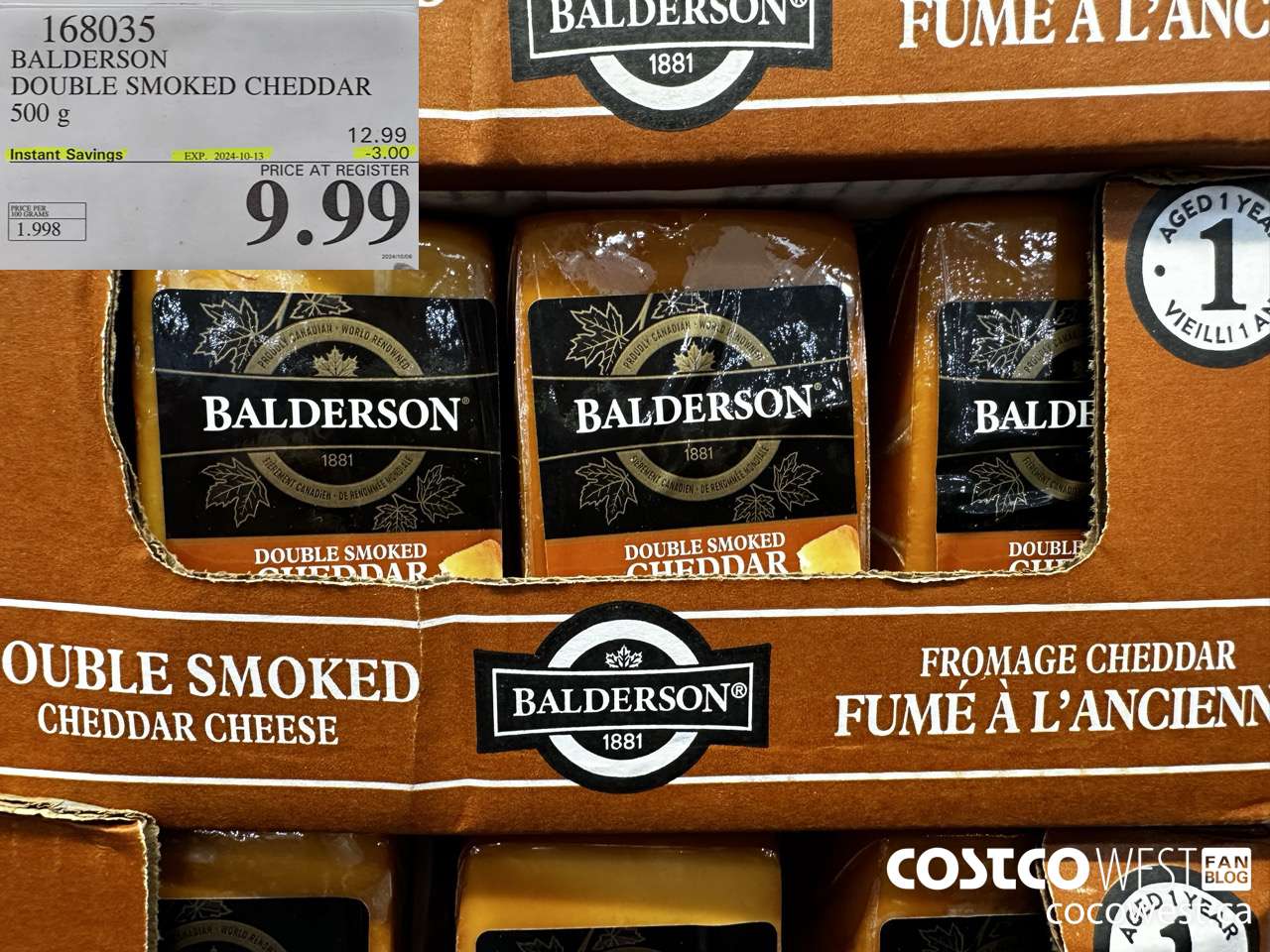 168035 BALDERSON DOUBLE SMOKED CHEDDAR 500 g ($3.00 INSTANT SAVINGS EXPIRES ON 2024-10-13) $9.99