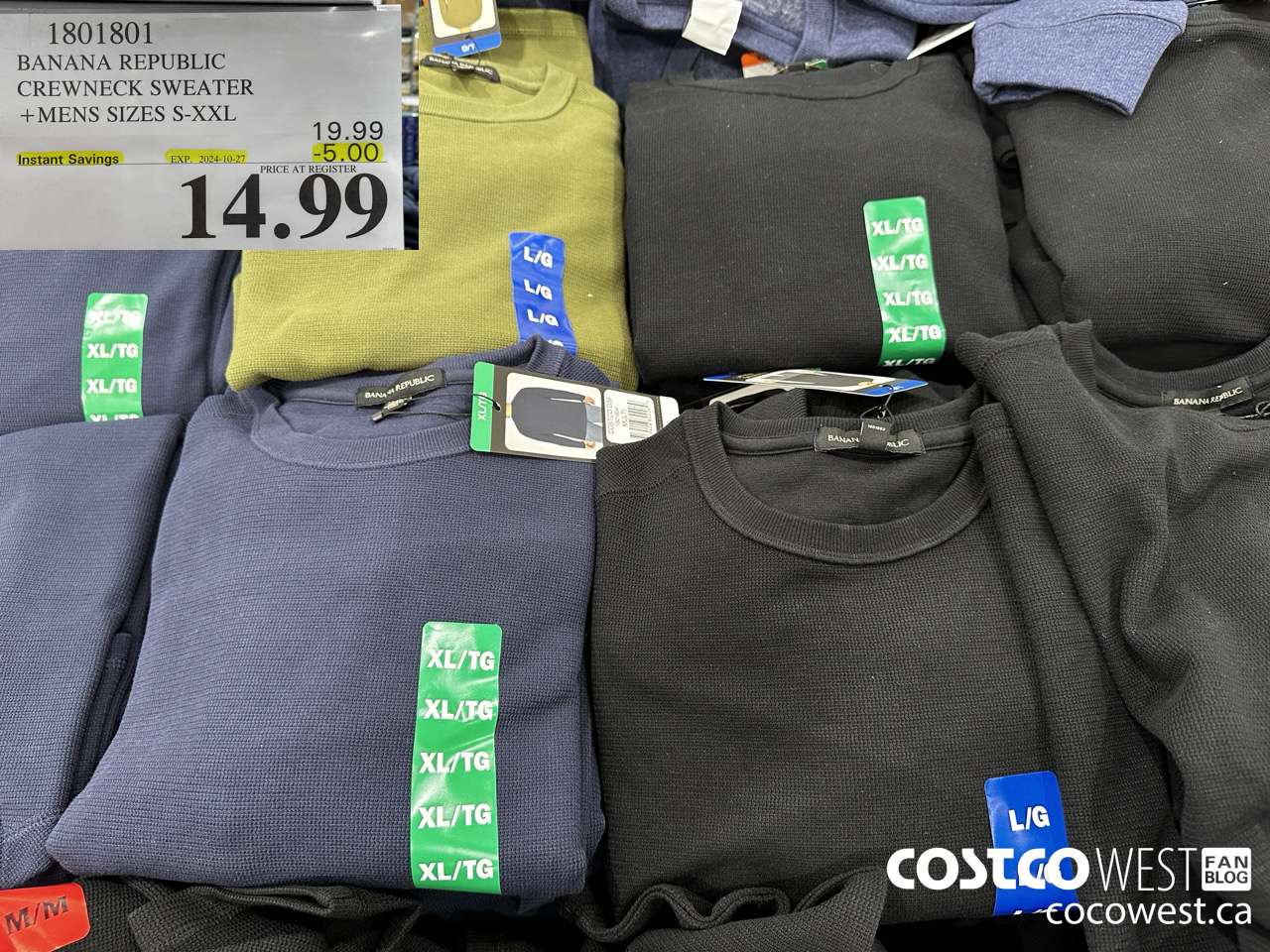 1801801 BANANA REPUBLIC CREWNECK SWEATER MENS SIZES S-XXL ($5.00 INSTANT SAVINGS EXPIRES ON 2024-10-27) $14.99