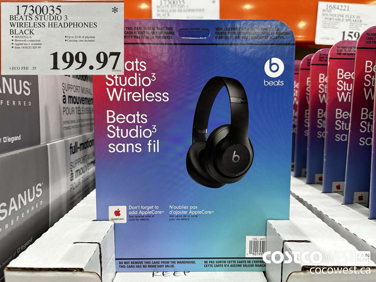 1730035 BEATS STUDIO 3 WIRELESS HEADPHONES BLACK $199.97