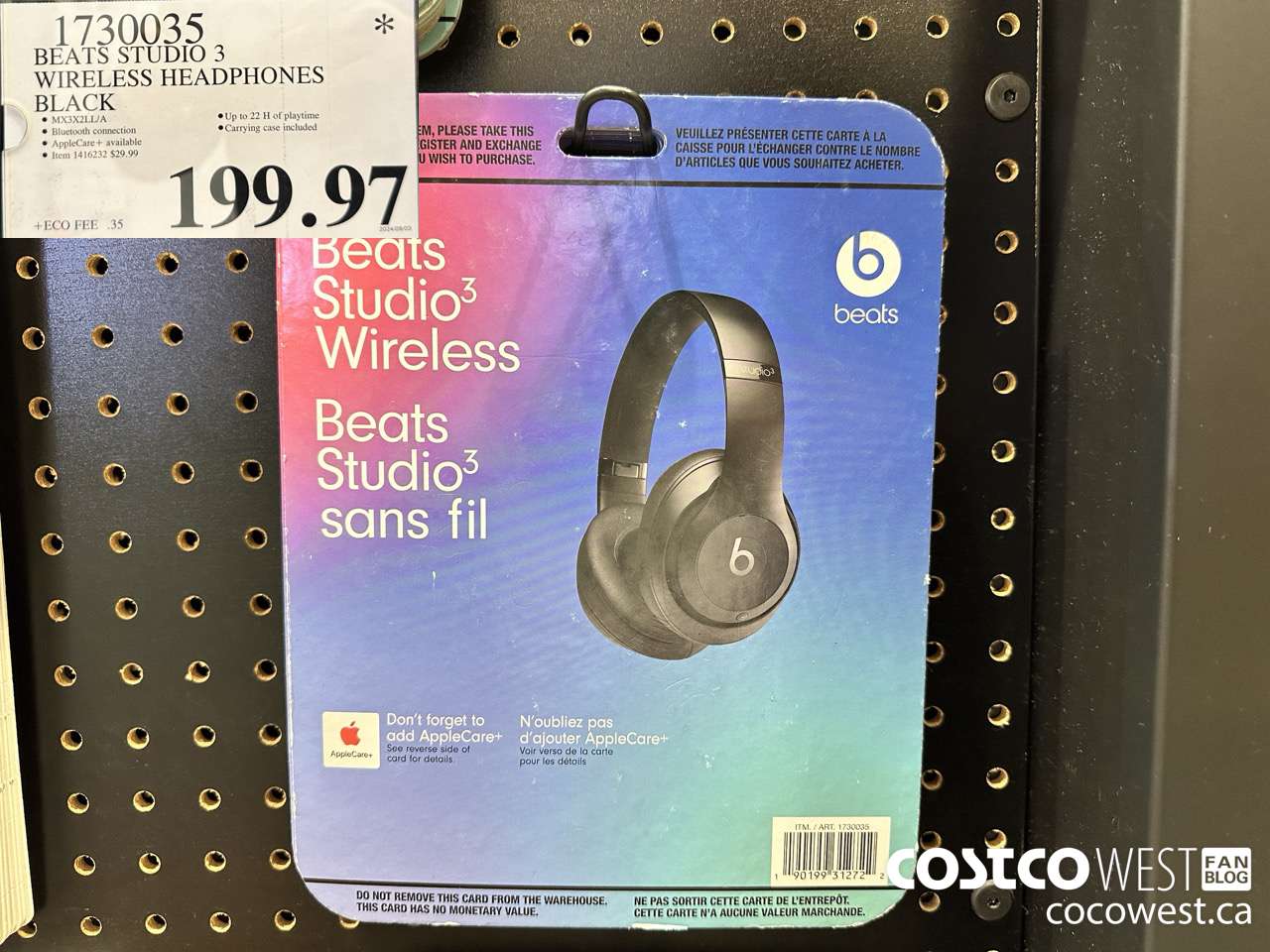 1730035 BEATS STUDIO 3 WIRELESS HEADPHONES BLACK $199.97