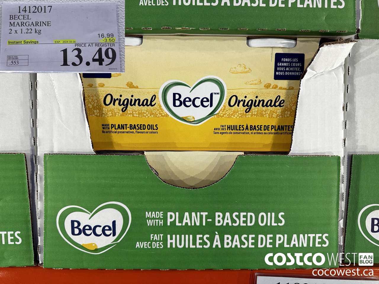 1412017 BECEL MARGARINE 2 x 1.22 kg ($3.50 INSTANT SAVINGS EXPIRES ON 2024-10-16) $13.49