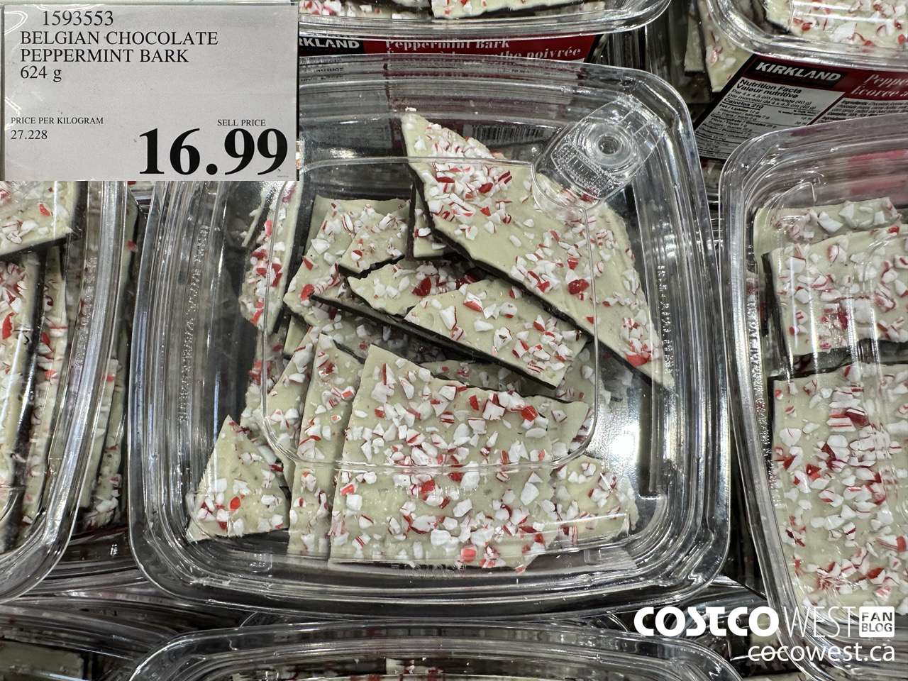 1593553 BELGIAN CHOCOLATE PEPPERMINT BARK 624 g $16.99