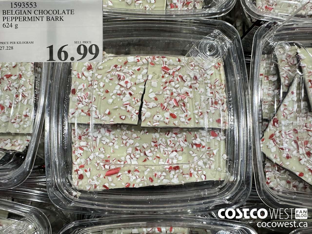 1593553 BELGIAN CHOCOLATE PEPPERMINT BARK 624 g $16.99
