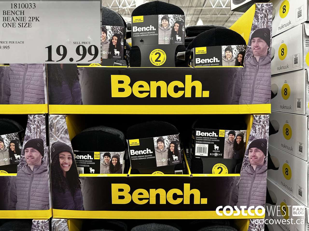 1810033 BENCH BEANIE 2PK ONE SIZE $19.99