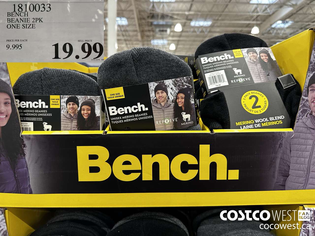 1810033 BENCH BEANIE 2PK ONE SIZE $19.99