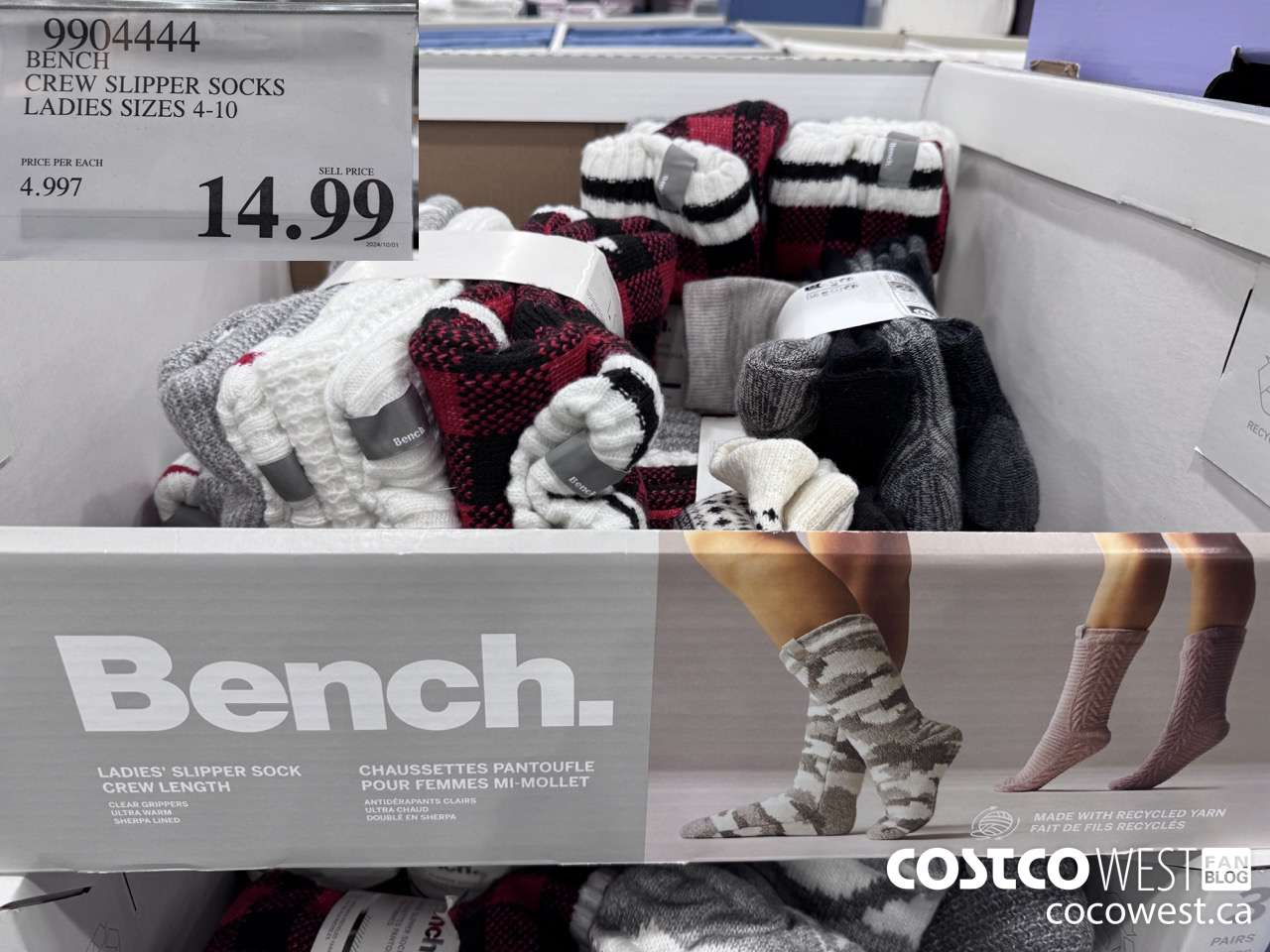 9904444 BENCH CREW SLIPPER SOCK 3PK LADIES SIZES 4-10 $14.99