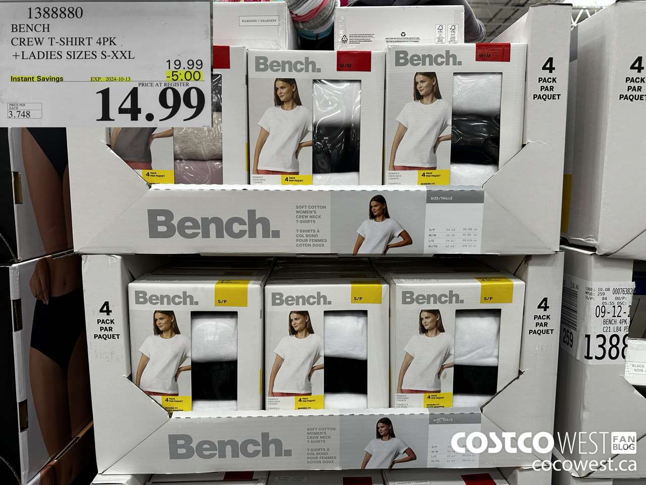 1388880 BENCH CREW TSHIRT 4PK LADIES SIZE S-XL ($5.00 INSTANT SAVINGS EXPIRES ON 2024-10-13) $14.99