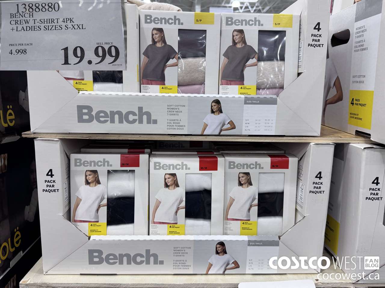 1388880 BENCH CREW TSHIRT 4PK LADIES SIZE S-XL $19.99