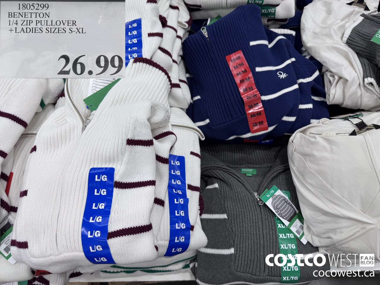 1805299 BENETTON 1/4 ZIP PULLOVER LADIES SIZES S-XL $26.99