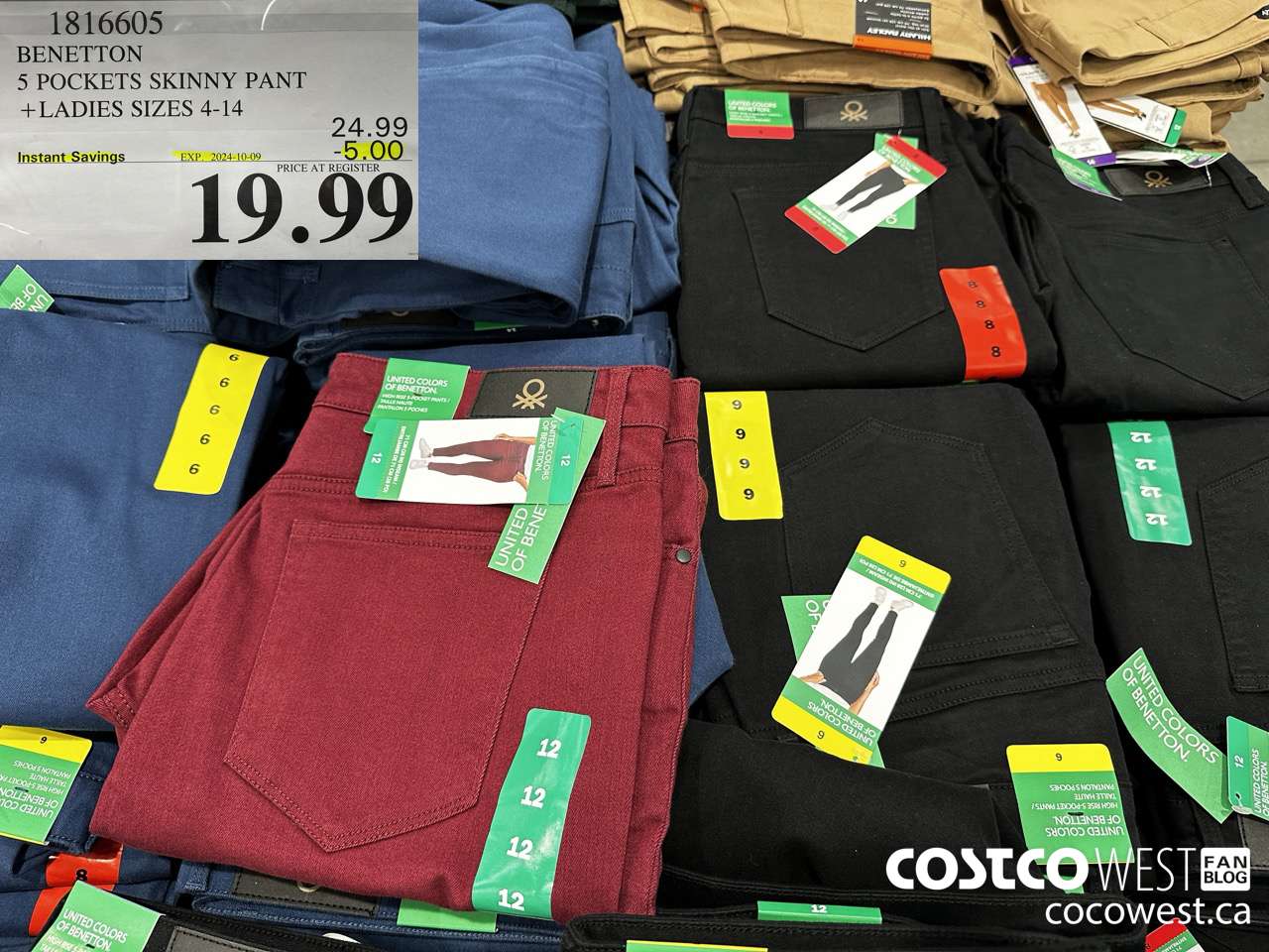 1816605 BENETTON 5 POCKETS SKINNY PANT LADIES SIZES 4-14 ($5.00 INSTANT SAVINGS EXPIRES ON 2024-10-09) $19.99