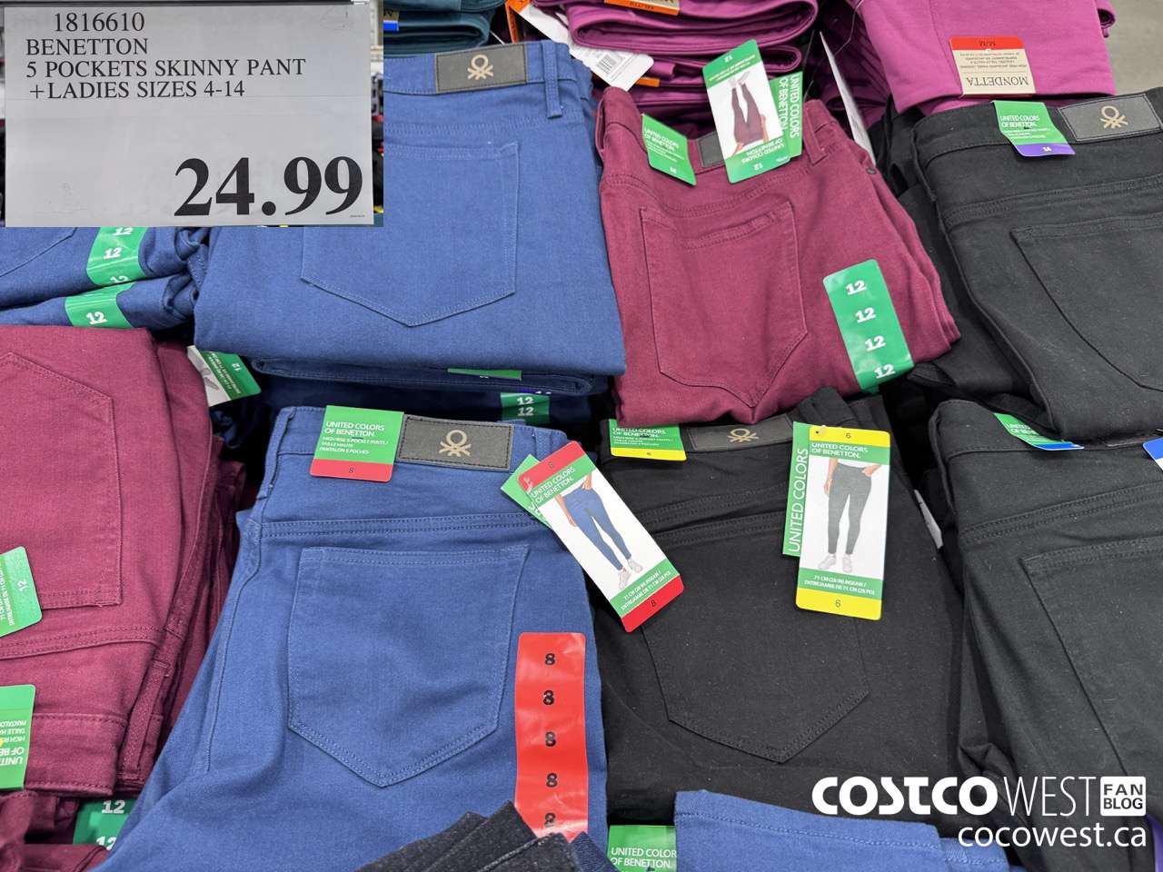 1816610 BENETTON 5 POCKET SKINNY PANT LADIES SIZES 4-14 $24.99