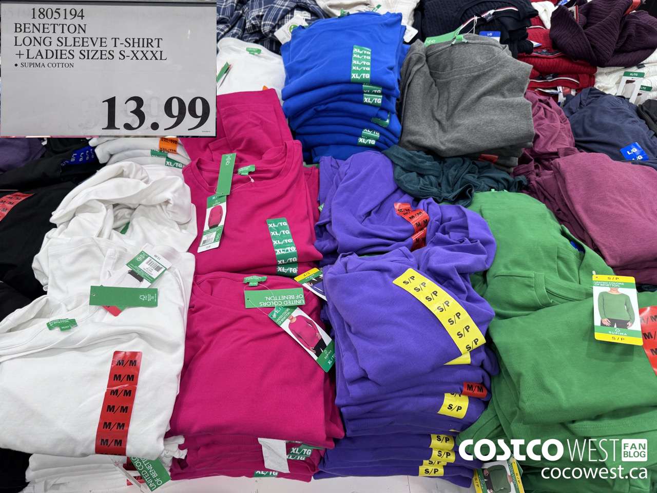 1805194 BENETTON LONG SLEEVE T-SHIRT LADIES SIZES S-XXXL $13.99