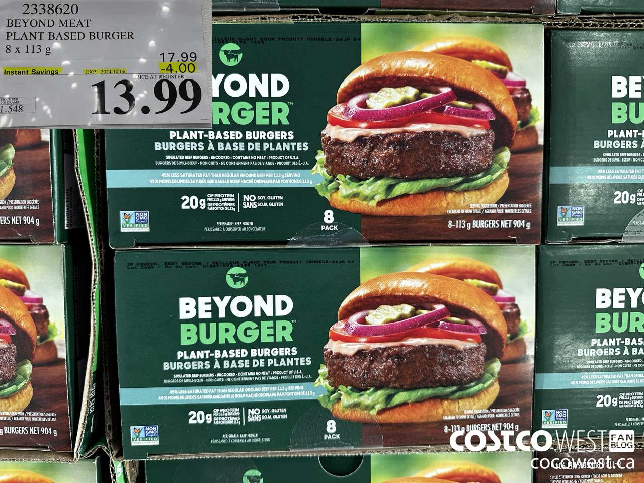 2338620 BEYOND MEAT PLANT BASED BURGER 8 x 113 g ($4.00 INSTANT SAVINGS EXPIRES ON 2024-10-06) $13.99