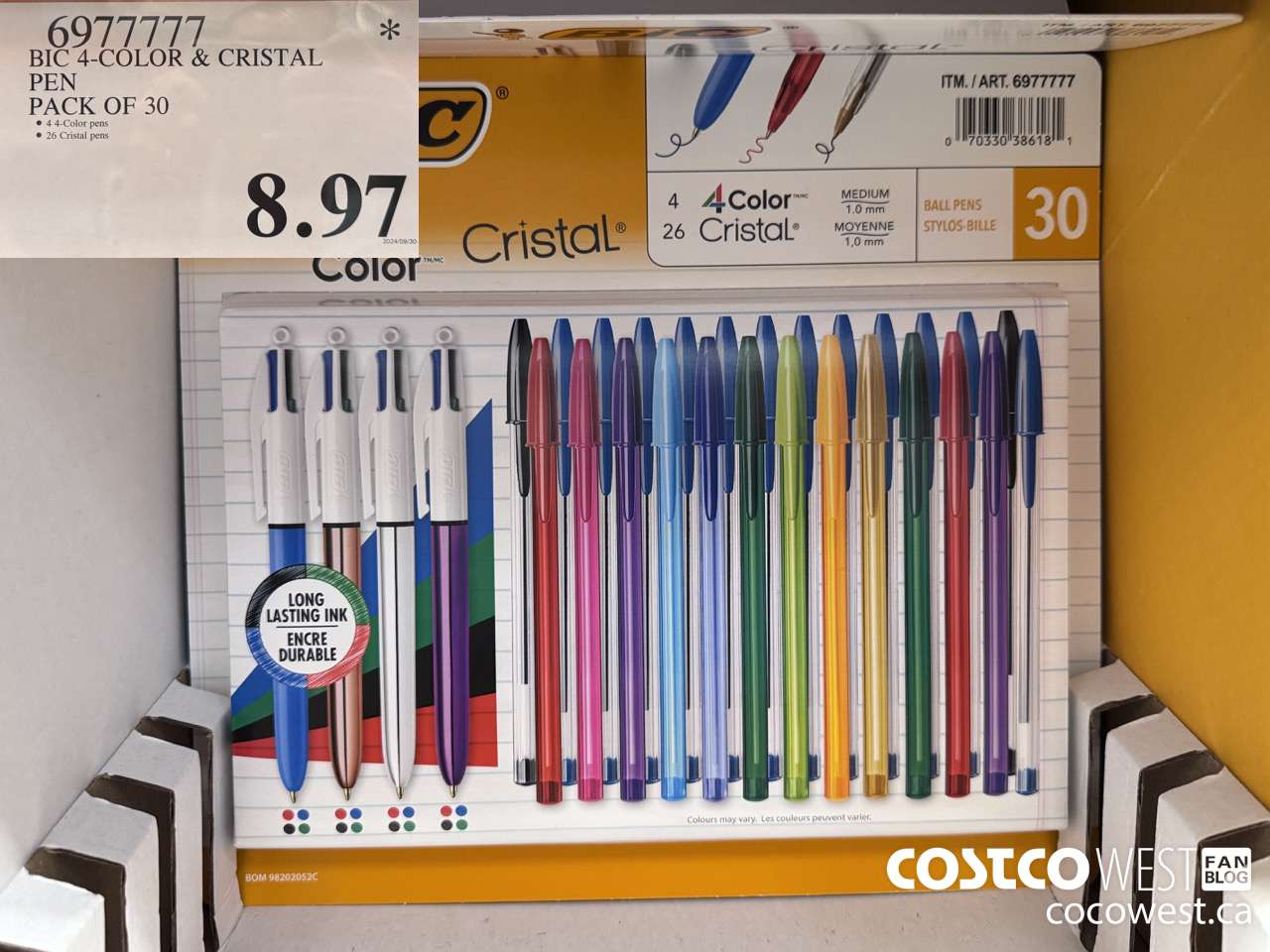 6977777 BIC 4-COLOR & CRISTAL PEN PACK OF 30 $8.97