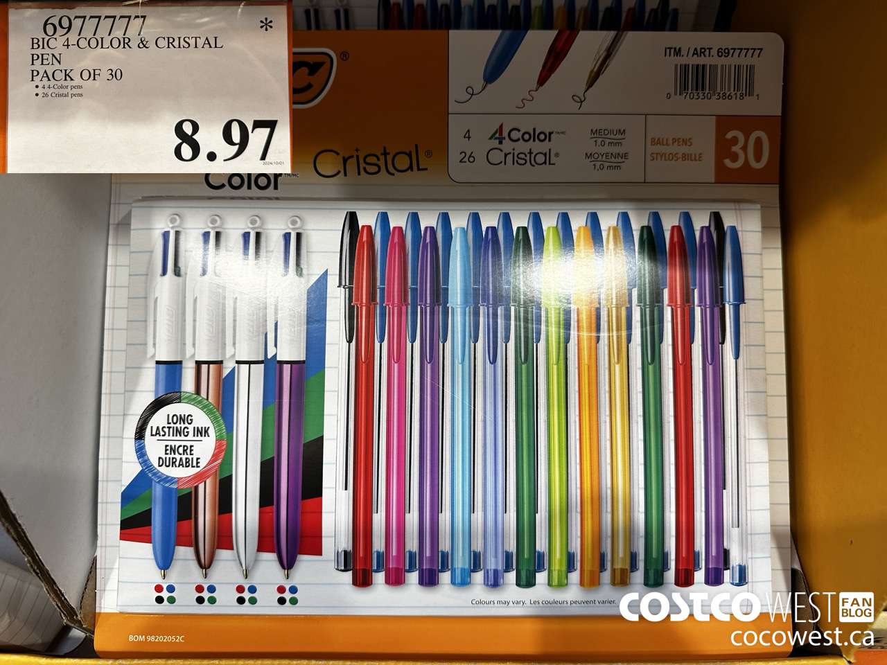 6977777 BIC 4-COLOR & CRISTAL PEN PACK OF 30 $8.97