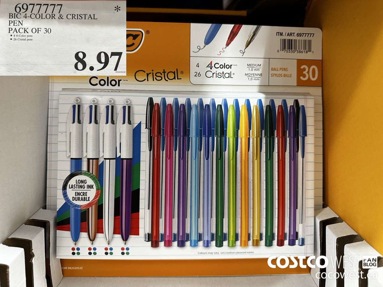 6977777 BIC 4-COLOR & CRISTAL PEN PACK OF 30 $8.97