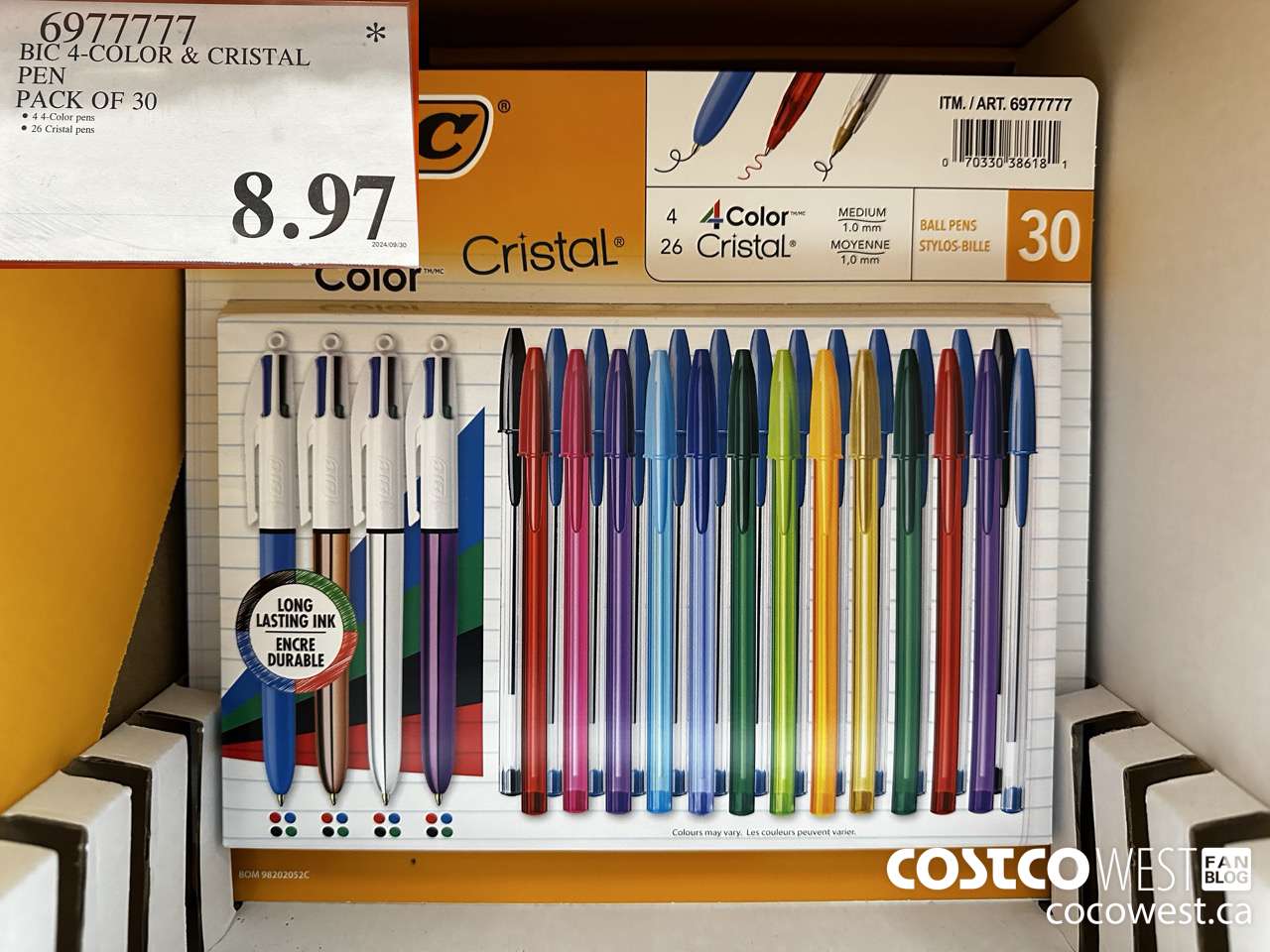 6977777 BIC 4-COLOR & CRISTAL PEN PACK OF 30 $8.97