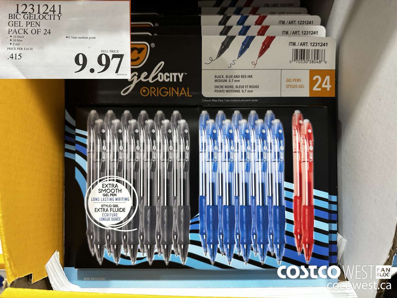 1231241 BIC GELOCITY BLUE & BLK PENS PACK OF 24 $9.97