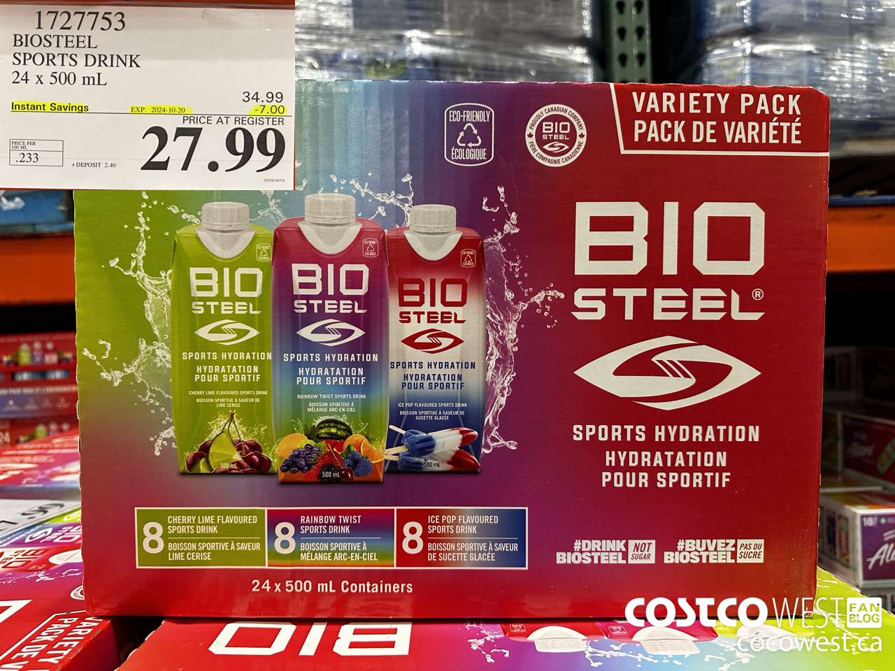 1727753 BIOSTEEL SPORTS DRINK 24 X 500 ML ($7.00 INSTANT SAVINGS EXPIRES ON 2024-10-20) $27.99