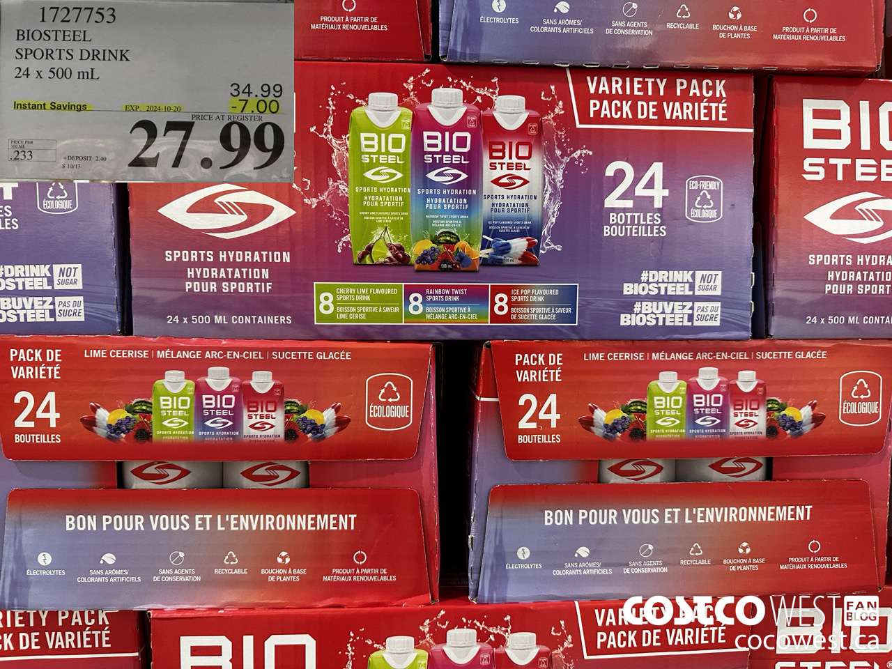 1727753 BIOSTEEL SPORTS DRINK 24 X 500 ML ($7.00 INSTANT SAVINGS EXPIRES ON 2024-10-20) $27.99